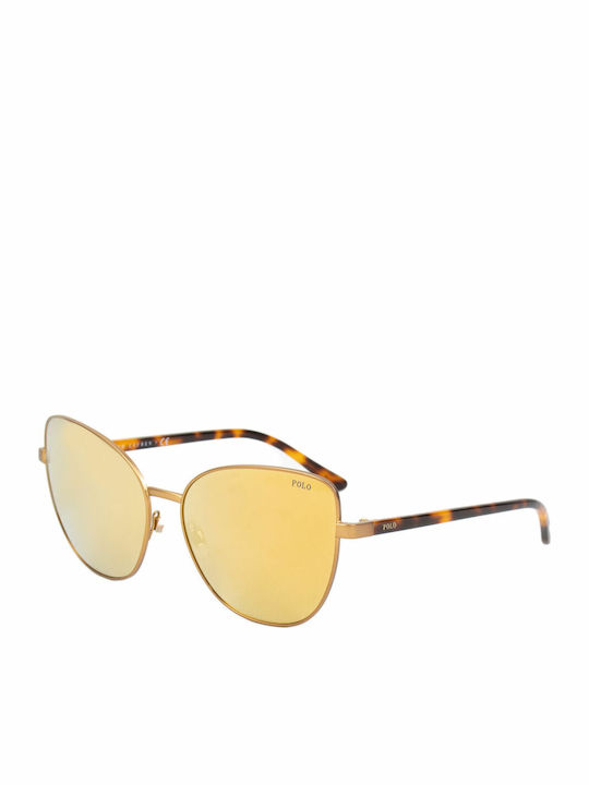 Ralph Lauren Damen Sonnenbrille mit Gold Gestell und Braun Spiegel Linse PH3121 93247P