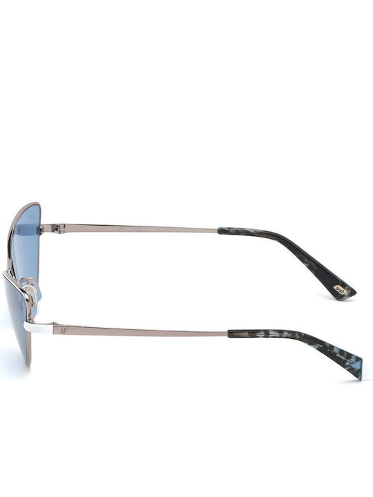 Web Women's Sunglasses with Silver Metal Frame and Blue Lens WE0269 34V