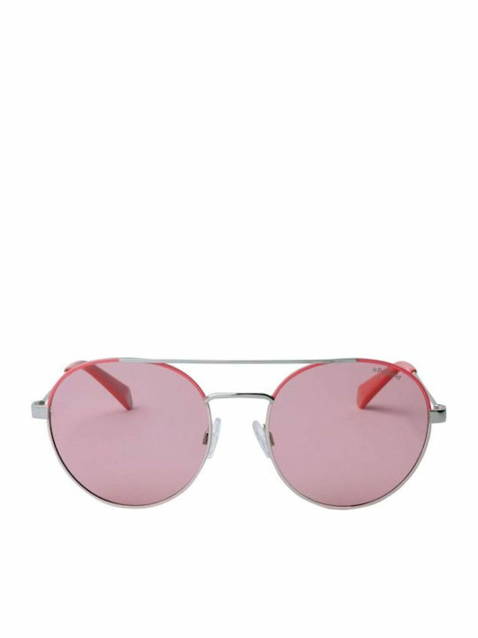 Polaroid Men's Sunglasses with Silver Metal Frame and Red Lens PLD6056/S 35J0F