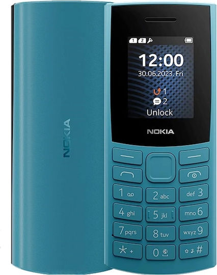 Nokia 105 4G (2023) Dual SIM Mobile with Buttons (Greek Menu) Blue