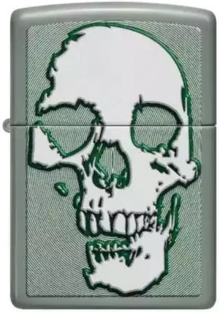 Zippo Skull Αντιανεμικός Αναπτήρας Φλόγας σε Πράσινο χρώμα