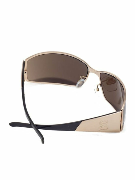 Sting Men's Sunglasses with Gold Metal Frame and Brown Lens
