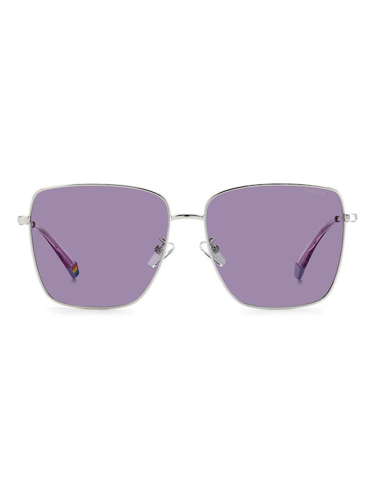 Polaroid Women's Sunglasses with Silver Metal Frame and Purple Polarized Lens PLD6164/G/S 010/KL