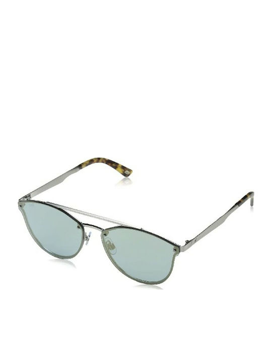 Web Men's Sunglasses with Silver Metal Frame and Green Lens