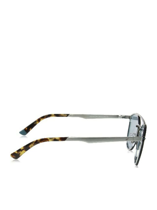 Web Men's Sunglasses with Silver Metal Frame and Green Lens