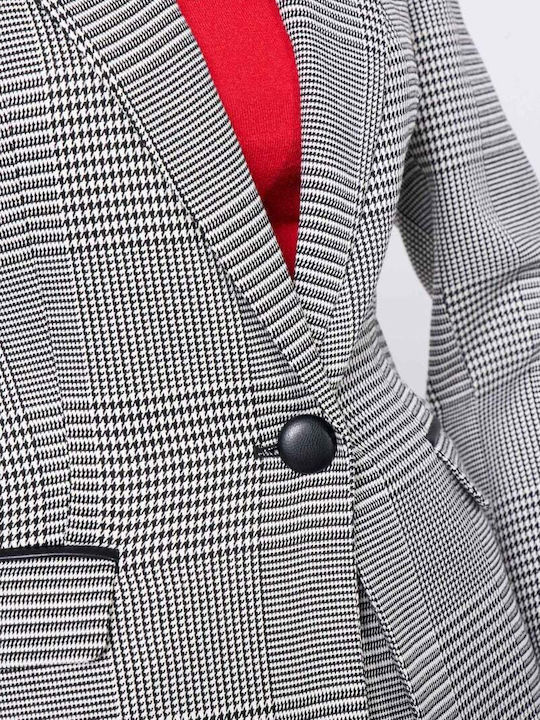 Silvian Heach Women's Leather Blazer Gray