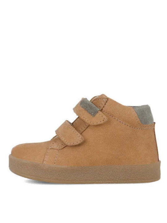 Leather Kids Boots with Velcro Brown