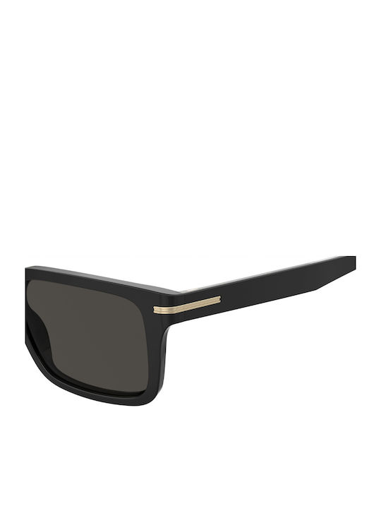 Boss Men's Sunglasses with Black Plastic Frame and Black Lens HG 1628/S 807/IR