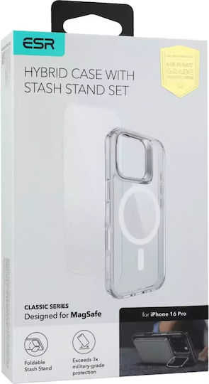 ESR Classic Hybrid Kickstand Halolock Magsafe & Tempered Glass Umschlag Rückseite Gehärtetes Glas 0.3mm Transparent (iPhone 17 Pro / iPhone 16 Pro)