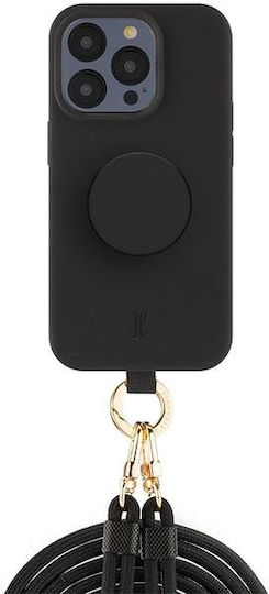 Just Elegance Popgrip Back Cover Silicone / Plastic Black (iPhone 15 Pro Max)