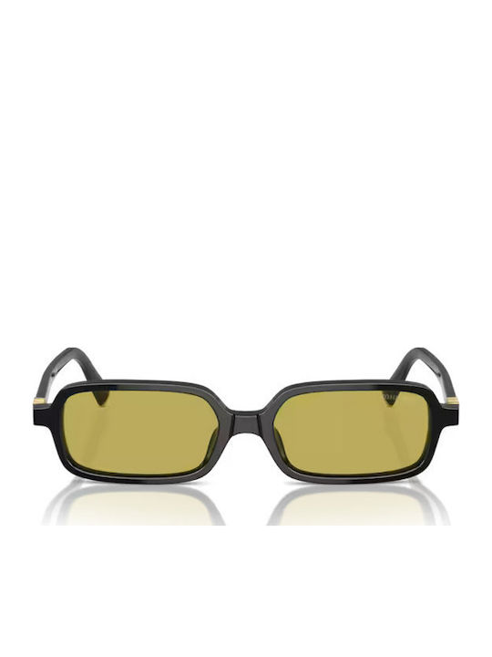 Miu Miu Women's Sunglasses with Black Plastic Frame and Yellow Lens MU 11ZS 16K07O