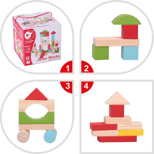 Classic World Junior Wooden Building Blocks for 1+ Year Olds 50 Pieces