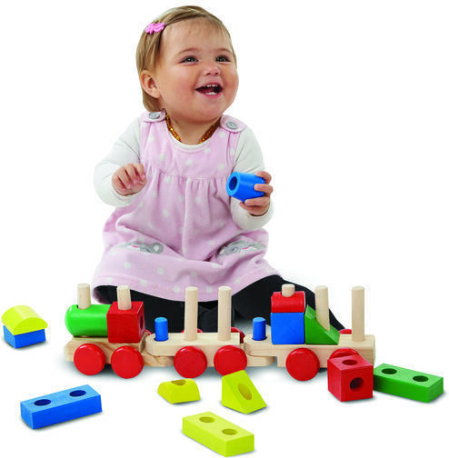 Melissa & Doug Bausteine Zug mit Bausteinen Holz