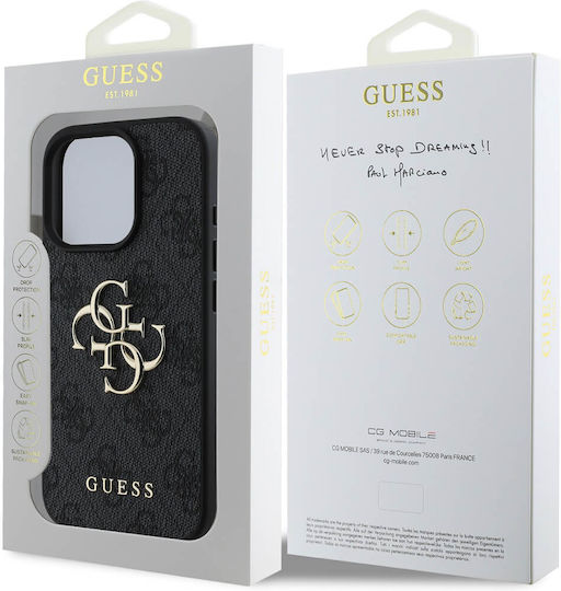 Guess Logo Back Cover Δερματίνης Μαύρο (iPhone 16 Pro Max)