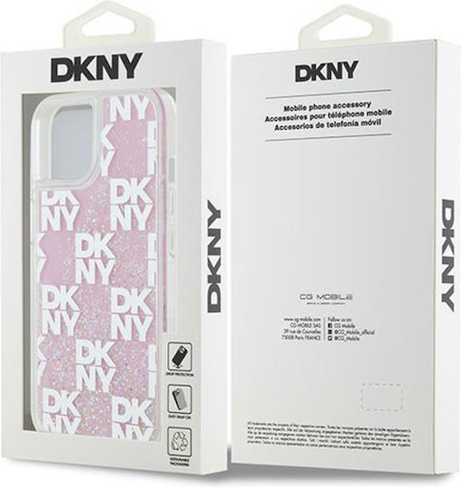 DKNY Liquid Glitter Checkered Pattern Back Cover Πλαστικό / Σιλικόνης Ροζ (iPhone 13)