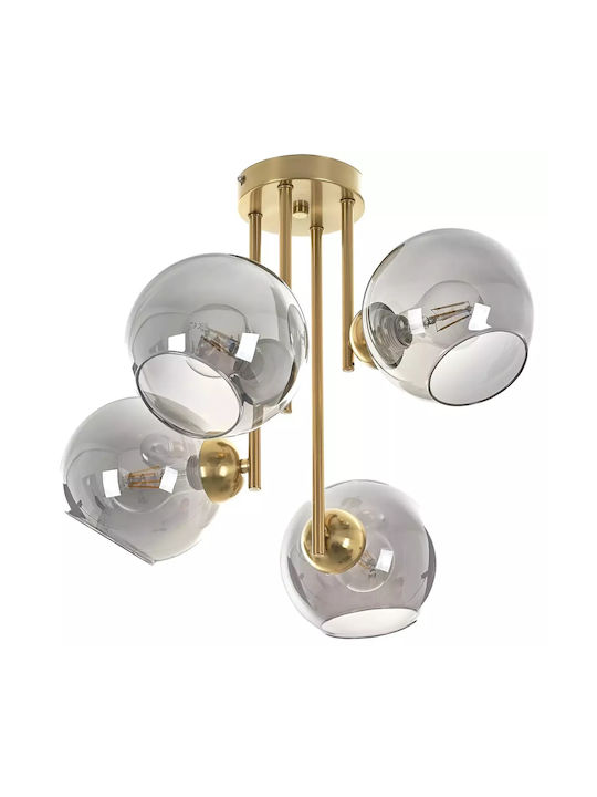 Hängelampe Gold für 4 Lampen E27 47x40x47cm.