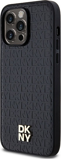 Dkny Pu Leder Wiederholungsmuster Stapel Logo Magsafe Hülle Iphone 13 Pro Max Schwarz