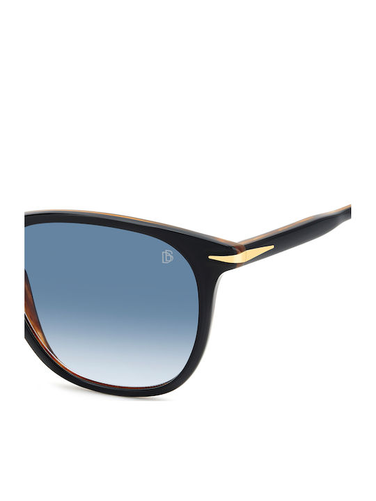 David Beckham Men's Sunglasses with Black Plastic Frame and Blue Gradient Lens DB 1160/S 05K/08
