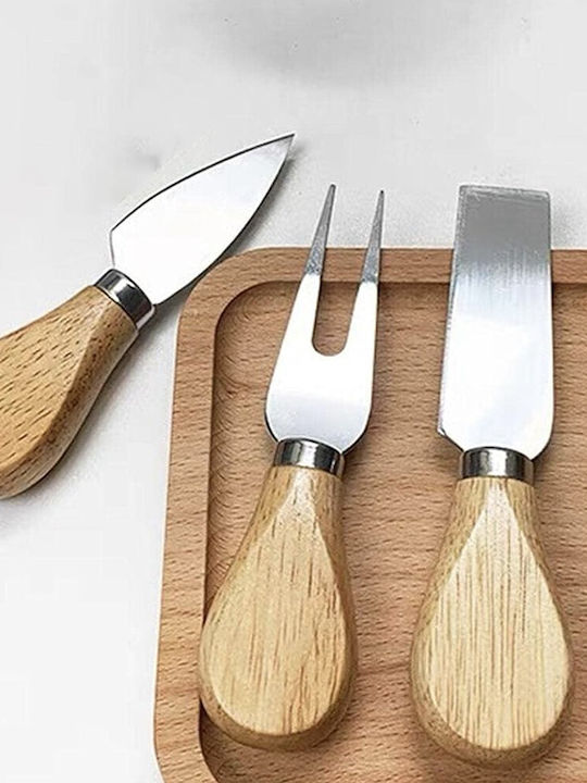 Set 3 Puff Messer Serviermesser Käse Holzgriff
