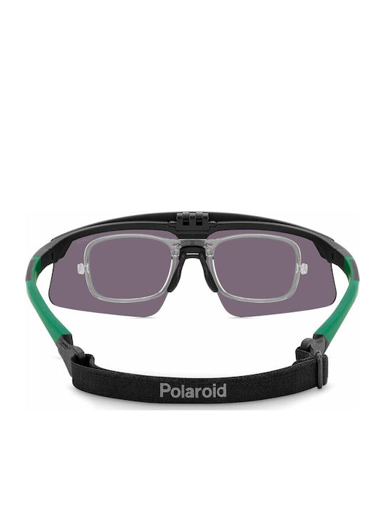 Polaroid Unisex Sunglasses with Black Plastic Frame and Green Mirror Lens PLD7056/C 3OL/5Z