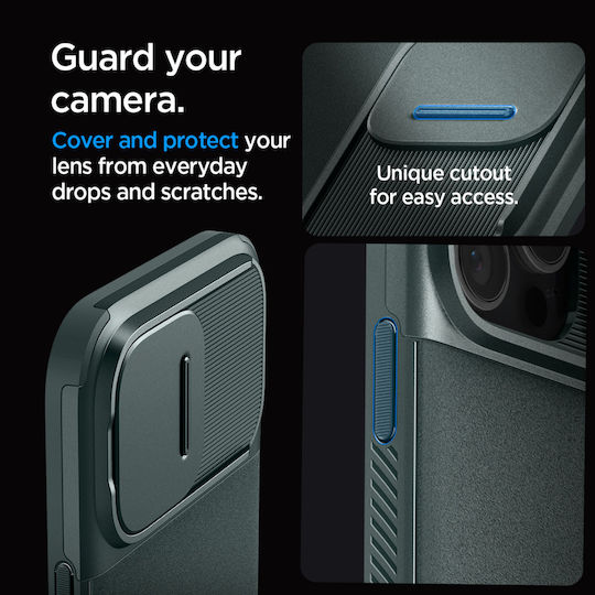 Spigen Optik Armor MagFit Umschlag Rückseite Silikon 2mm Abyss Green (iPhone 17 Pro Max / iPhone 17 Pro / iPhone 16 Pro Max)