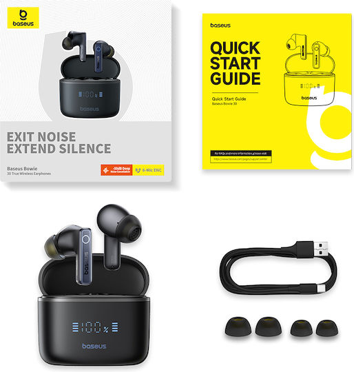 Baseus Bowie 30 In-ear Bluetooth Handsfree Earphones with Sweat Resistance and Charging Case Black
