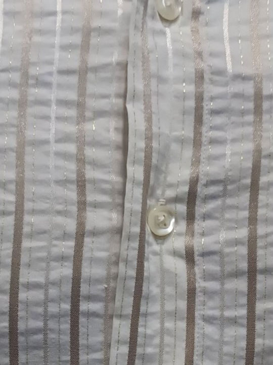 Long-sleeved Shirt Striped Beige