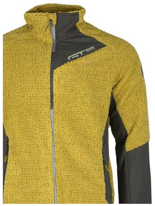 GTS Moda Italia Men's Fleece Cardigan with Zipper Curry