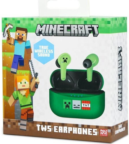 OTL Minecraft In-ear Bluetooth Handsfree Ακουστικά με Θήκη Φόρτισης Πράσινα