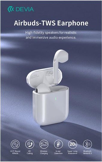 Devia EM053 In-ear Bluetooth Handsfree Earphones with Charging Case White