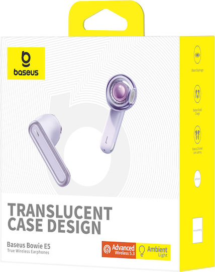Baseus Bowie E5 Earbud Bluetooth Handsfree Ακουστικά με Θήκη Φόρτισης Μωβ
