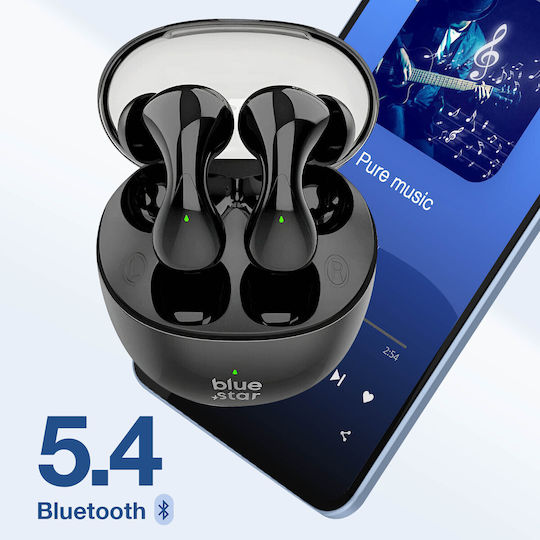 Blue Star BK99 In-ear Bluetooth Handsfree Ακουστικά με Θήκη Φόρτισης Μαύρα