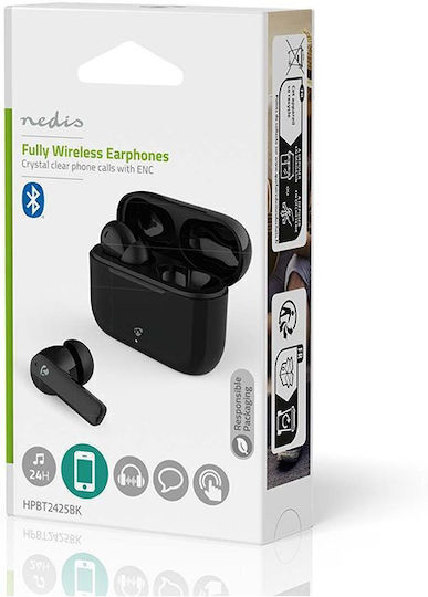 Nedis HPBT2425BK In ear Bluetooth хендсфри Слушалки с Кутийка за Зареждане Черен