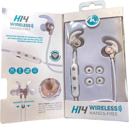 MyMe H14 In-ear Bluetooth Handsfree Ακουστικά με Αντοχή στον Ιδρώτα Λευκά