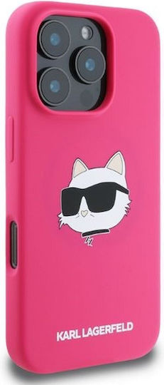 Sil Choupette Head Print Umschlag Rückseite Metallisch Fuchsie (iPhone 17 Pro Max / iPhone 17 Pro / iPhone 16 Pro Max)