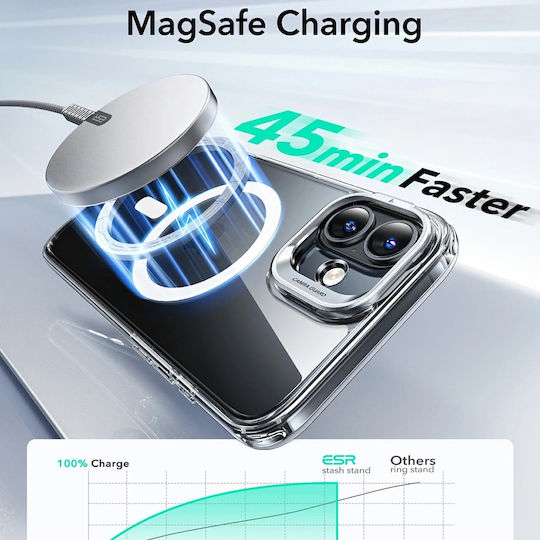ESR Classic Hybrid Halolock Kickstand Umschlag Rückseite Metallisch Transparent (iPhone 16)