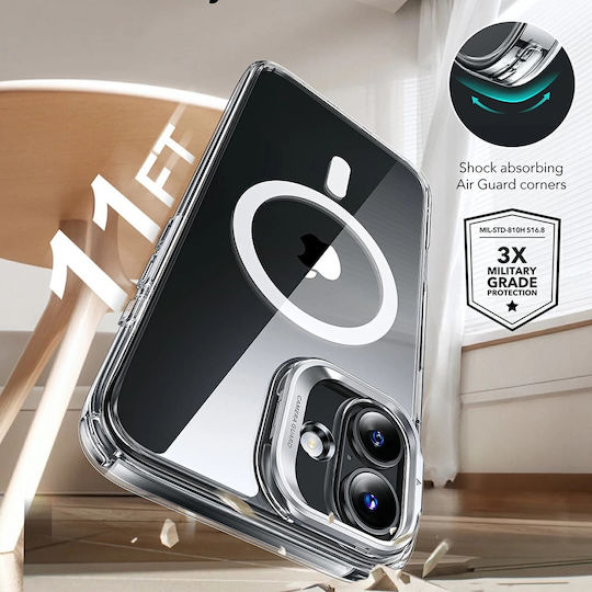 ESR Classic Hybrid Halolock Kickstand Umschlag Rückseite Metallisch Transparent (iPhone 16)