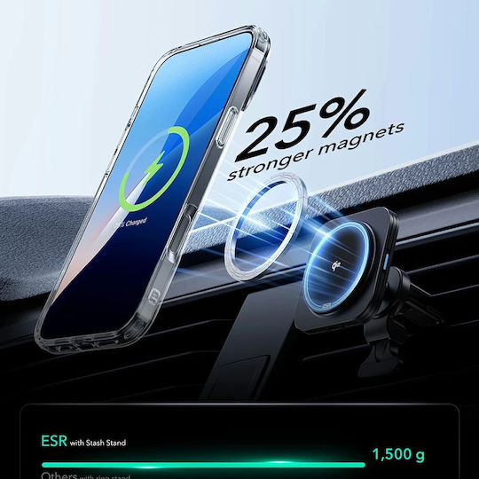 ESR Classic Hybrid Halolock Kickstand Umschlag Rückseite Metallisch Transparent (iPhone 16)