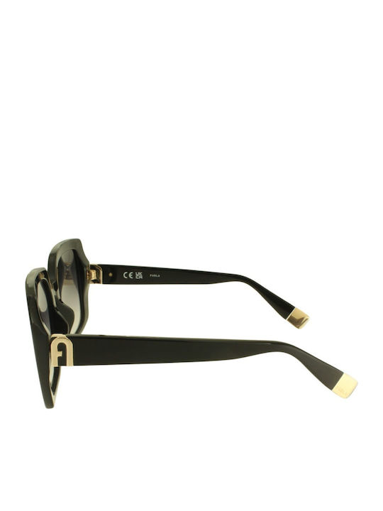 Furla Women's Sunglasses with Black Plastic Frame and Gray Gradient Lens SFU707 0700