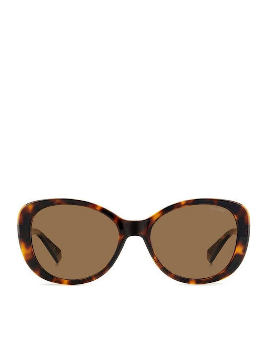 Polaroid Damen Sonnenbrille mit Braun Schildkröte Kunststoff Gestell und Braun Polarisiert Linse PLD4154/S/X 086/SP