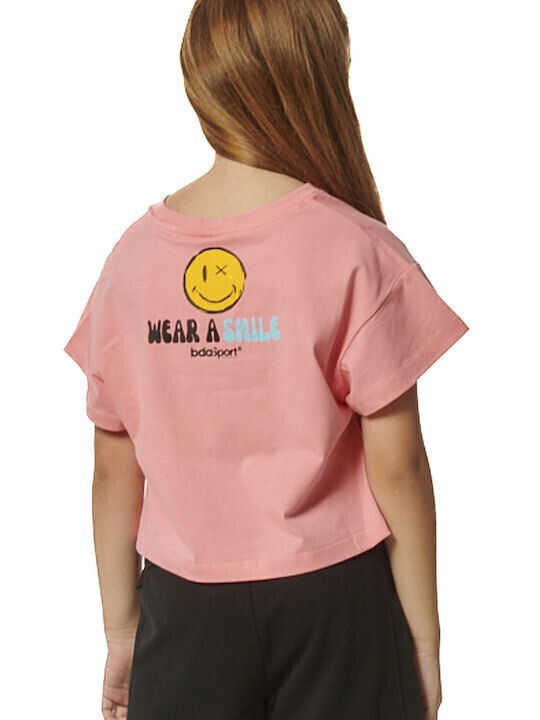 Kids' Crop Top Short Sleeve Coral Pink