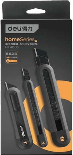 Deli Set Folding Knives with Blade Width 20mm Black