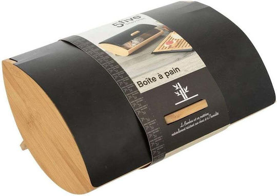 5Five Bread Box with Lid Wooden Black 23x16.9x35.6cm