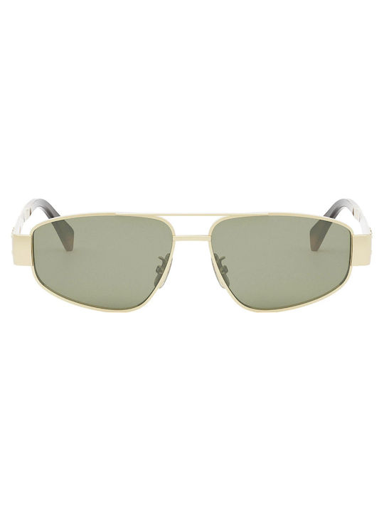 Celine Sunglasses with Gold Metal Frame and Green Lens