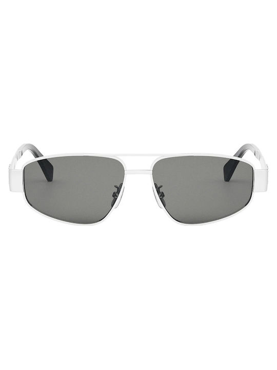 Celine Men's Sunglasses with Silver Metal Frame and Gray Lens