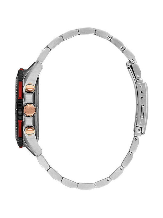 Quantum Watch Chronograph Battery with Silver Metal Bracelet