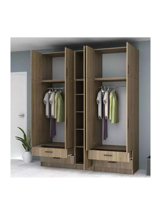 Five Door Wardrobe Ricardo with Loft Walnut 200x51.8x240cm