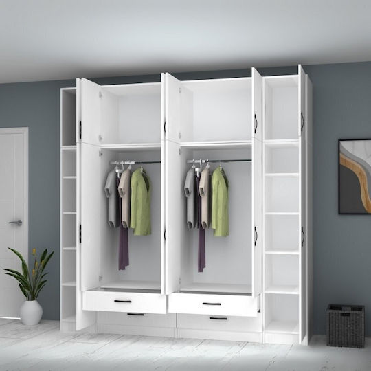 Sechs Türen mit Dachboden Ricardo 240x51.8x240cm White Sechs Türen mit Dachboden Ricardo 240x51.8x240cm White