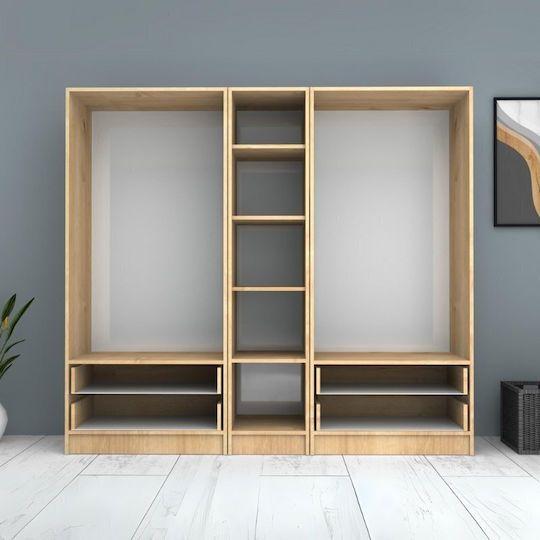 Cinci uși Dulap de Haine Ricardo Natural Beech 200x51.8x181cm