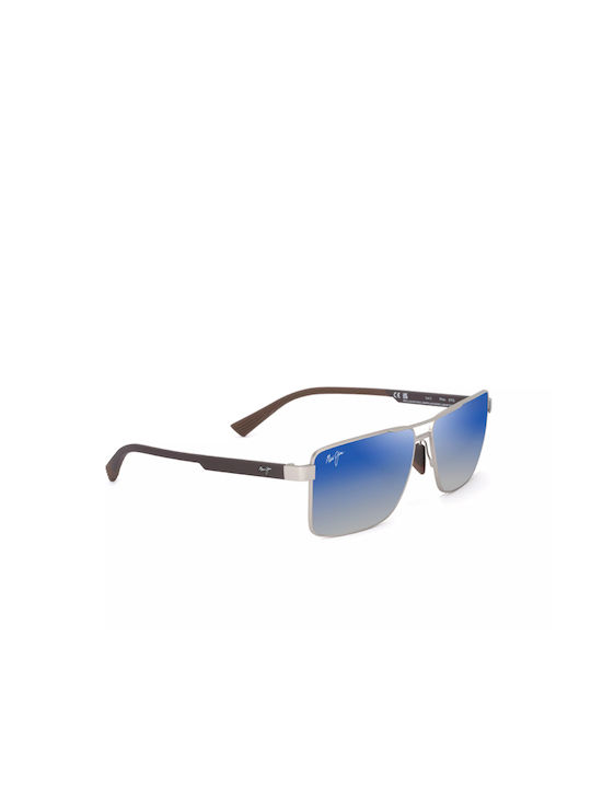 Maui Jim Men's Sunglasses with Silver Metal Frame and Blue Gradient Lens DBS621-17